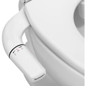 SAMODRA Ultra-Slim Bidet Attachment for Toilet - Self Cleaning Nozzle Hygienic Bidets for Existing Toilets - Adjustable Water Pressure Fresh Water Sprayer Toilet Bidet - Easy to Install (White)