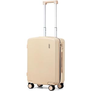 Hanke 20 Inch Hard Shell Suitcases with Spinner Wheels, Lightweight Carry On Luggage 22x14x9 Airline Approved Built-in TSA Lock, Durable Suitcase Rolling Luggage Carry-On Bag(Cuba Sand)