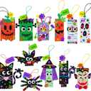 Winlyn 24 Sets Halloween Crafts Kits Fall Crafts DIY Craft Stick Halloween Ornaments Decorations Art Set Jack-O-Lantern Ghost Foam Stickers Arts and Crafts for Kids Classroom Activities Party Favors