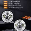 UNI-SHINE 2pcs 7 inch Led Headlight Round DOT Approved H6024 Led Headlight DRL Turn Signal Compatible with Jeep Wrangler JK TJ CJ & Miata & Chevy S3 & Hummer H1 H2 (Chrome)