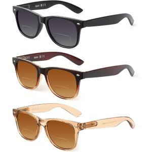 LADEESSE 3 Pack Bifocal Reading Sunglasses for Women, UV400 Sun Readers Glasses Spring Hinge Outdoor Sunglasses
