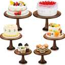 Umigy Set of 6 Rustic Cake Stand, 8" 10" 12" Acacia Wooden Farmhouse Cake Stands Heavy Duty Cupcake Stands, Round Dessert Table Display Set for Wedding Baby Shower Birthday Party Christmas Celebration