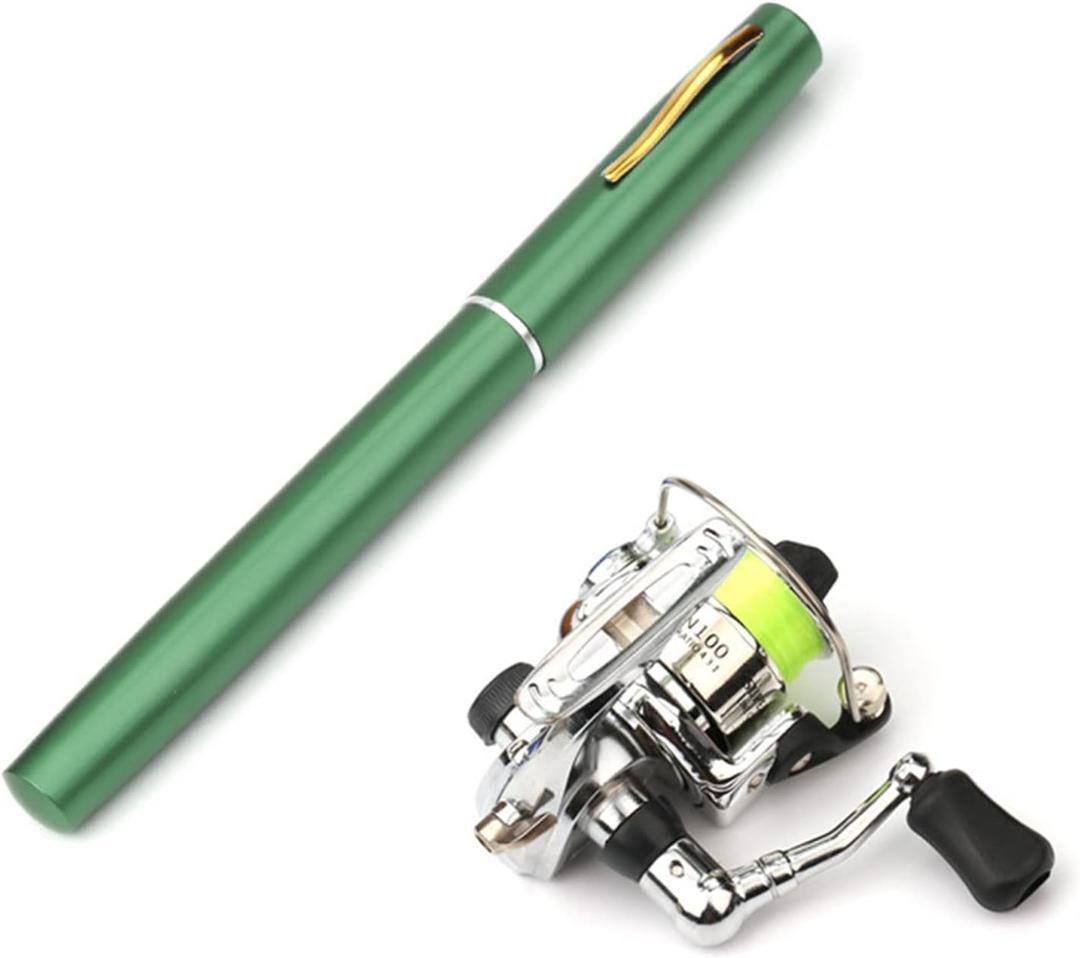 Lixada Fishing Rod Reel Combo Mini Pen Fishing Pole Kit Telescopic Fishing Rod Spinning Reel Combo Kit (1.4 m, Green)