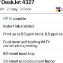 HP DeskJet 4327 Wireless All-in-One Color Inkjet Printer, Scanner, Copier, 6 Month Trial of Instant Ink Included, AI-Capable (B3ZF6A)