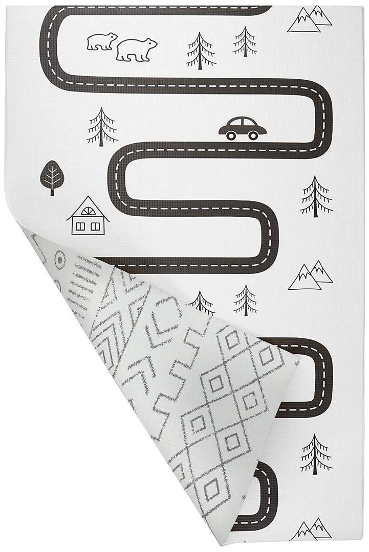 Baby Care Play Mat (Medium, Nordic Trails - Tribal) 73 x 49 Original One-Piece Reversible Rollable Waterproof Firm PVC Play Mat for Infants, Babies, Toddler, and Kids