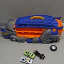 Cozycharm 13 in 1 Dinosaur Toys for Kids 3-6, Carrier Truck Race Track Toddlers Toys, Foldable Track Playset,Dinosaur Truck with 12 Die-Cast Racing Car Toys, Xmas Gifts for Boys Girls (Blue)