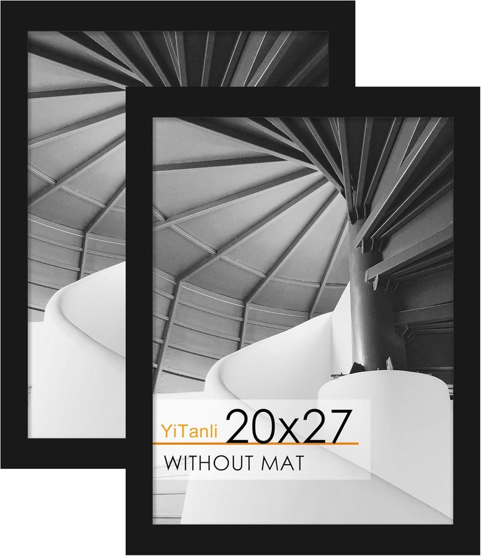 Puzzle Frame 20x27, for 20 x 27 in Posters and Art Prints, Horizontal or Vertical Wall Mounting, Black 27x20 Picture Frame for Puzzle, 2 Pack.