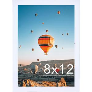 JCJMY 8x12 Picture Frame White for Wall Hanging or Tabletop, Wall Mounting Horizontally or Vertically, 8 x 12 Wall Gallery Poster Photo Frame with Shatter Resistant Plexiglass, White