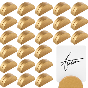 48 Pcs Wooden Table Number Stands, Semicircular Place Card and Name Holders with 48 Tented Cards for Wedding, Party, Banquet, Restaurant Decoration, Gold
