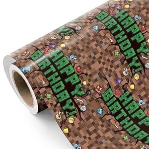 WRAPAHOLIC Birthday Wrapping Paper Roll - Mini Roll - 17 Inch x 9.8 Feet