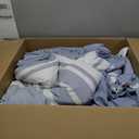 Bedsure Queen Comforter Set 7 Pieces, Blue Striped Bedding Set for Queen Size Bed Reversible, Cationic Dyeing Bed in a Bag with Comforter, Sheets, Pillowcases & Shams