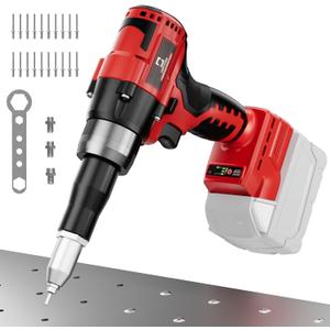 Rivet Gun Compatible with Milwaukee 18V Battery, Cordless Rivet Tool with 3 Size (1/8", 5/32", 3/16") Aluminum Rivets, Brushless Motor Rivet Gun Kit Nose Piece, Led Light, Tool Only