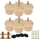 SENENQU Set of 8 2 Inch Wooden Unfinished Bun Feet for Dresser Legs Couch Sofa Cabinet Ottoman DIY Replacement Wood Furniture Legs with Screw Sofa Replacement Parts