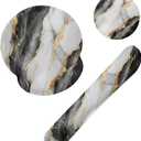 Black Gray Gold Marble Keyboard Wrist Rest Pad and Mouse Pad Wrist Support Set,3-in-1 Ergonomic Mouse Pad with Non-Slip Rubber Base for Home Office Game Computers Desk,