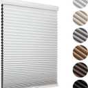 MYshade Blackout Cordless Cellular Shades Honeycomb Shade for Indoor Windows Room Darkening Blinds for Home Office Pull Down Window Shades Easy to Install 29 inch Wide, H50 White Pleated Shade