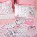 YIKUSH Floral Quilt Set Twin Size Ultra Soft Lightweight Bedspread, 2 Piece Pink Bedding Set (66"x90") with Pillowcases (20"x26"), All Season Coverlet for Bedroom & Guest Room