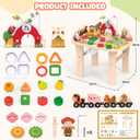 Weilim Montessori Activity Table for 1 Year Old Wooden Sensory Table Baby Activity Center with Bead Maze, Shape Sorter, Train Track, Farm Toddler Toy, Educational Standing Play Toys, Kids 12+ Months