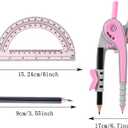 4 x Unjoo Compass for Geometry Set, 6 Inch Protractor, Clear Plastic (Pink)