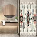 Newsely Small Stall Rv Western Aztec Cactus Shower Curtain 36Wx72H Inch Camper Southwest Boho Geometric Ethnic Shower Curtain Bathroom Set African Waterproof Bath Decoration Accessories Home Decor (A-01green Black)