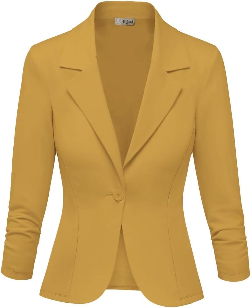 Hybrid & Company Women's Lightweight Casual Work Office Stretch Ponte Cardigan Blazer Jacket Made in USA (2X)