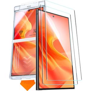 TORRAS Top-Notch Aerospace Glass for Samsung Galaxy S24 Ultra Screen Protector [12Ft Military-Grade Shatterproof] Anti-Scratch Tempered Glass Full Coverage Fit Screen Protector S24 Ultra 6.8" 2-Pack | 9H+ Durable, Bubble Free, Aerospace Grade