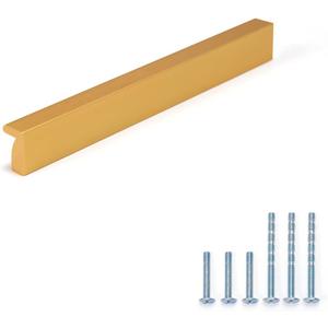 8 Pack 39.4inch Long Bar Finger Pulls for Cupboard Wardrobe Kitchen Cabinet Drawer Closet Door Handles Long Aluminium Profile Handle Gold, 3745 (39.4"/1000MM Overall Length)