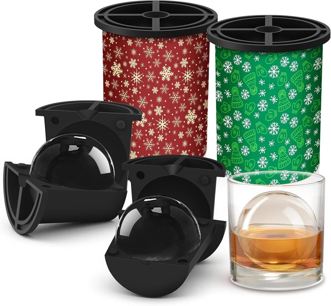 Clear Ice Cube Maker - 2.5" Round Ball - Stainless Steel Clear Ice Cube Molds - Sphere Mold & Christmas Gift for Cocktails, Drinks & Bourbon, Whiskey Gifts for Men Women Dad(2 Packs)