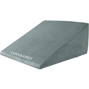 HOMBYS Ultra Soft Velvet Bed Wedge Pillow Cover-Super Soft Fleece Pillowcase with Zipper Design, Removable & Machine Washable Pillowcase, (Grey, 25"x25"x8")