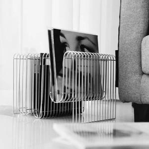 Modern Metal Magazine Rack, home decor accent，Silver Wire Book Organizer, 15.75x11.81x11.81 Inch, Decorative Storage Display Shelf for Living Room（M-shape）