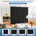 SUNALLY Room Divider 6FT Folding Privacy Screens with Lockable Wheels, 4 Panel Room Partition for Room Separator, 88" W Freestanding Portable Fabric Wall Dividers for Home Dorm Studio Office, Black
