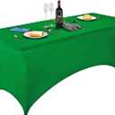LZY Spandex Fitted Stretch Table Cover for 6 ft or 4ft or 8ft Folding Table, Rectangular Cocktail Tablecloth, Perfect for Party or Banquet (Emerald)