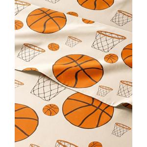 CGK Unlimited Kids Basketball Full 4 Piece Sheet Set - Boys, Girls, Teens, Toddler - Easy Fit with Deep Pockets - Soft, Cooling & Breathable Sheets - Cute, Cozy, Fade & Wrinkle Free - Machine Washable