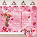 Valentine's Day Christian Backdrop for God John 3:16 Happy Valentines Day Banner Background 7x5FT Christian Valentines Day Decorations for School Classroom