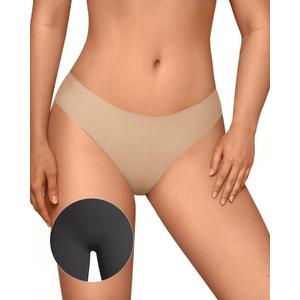 OEAK Seamless Thongs for Women Invisible Thongs No Show Thong Panty Liners Tangas Comfortable Workout G-Strings Underwear Skin Nude XL