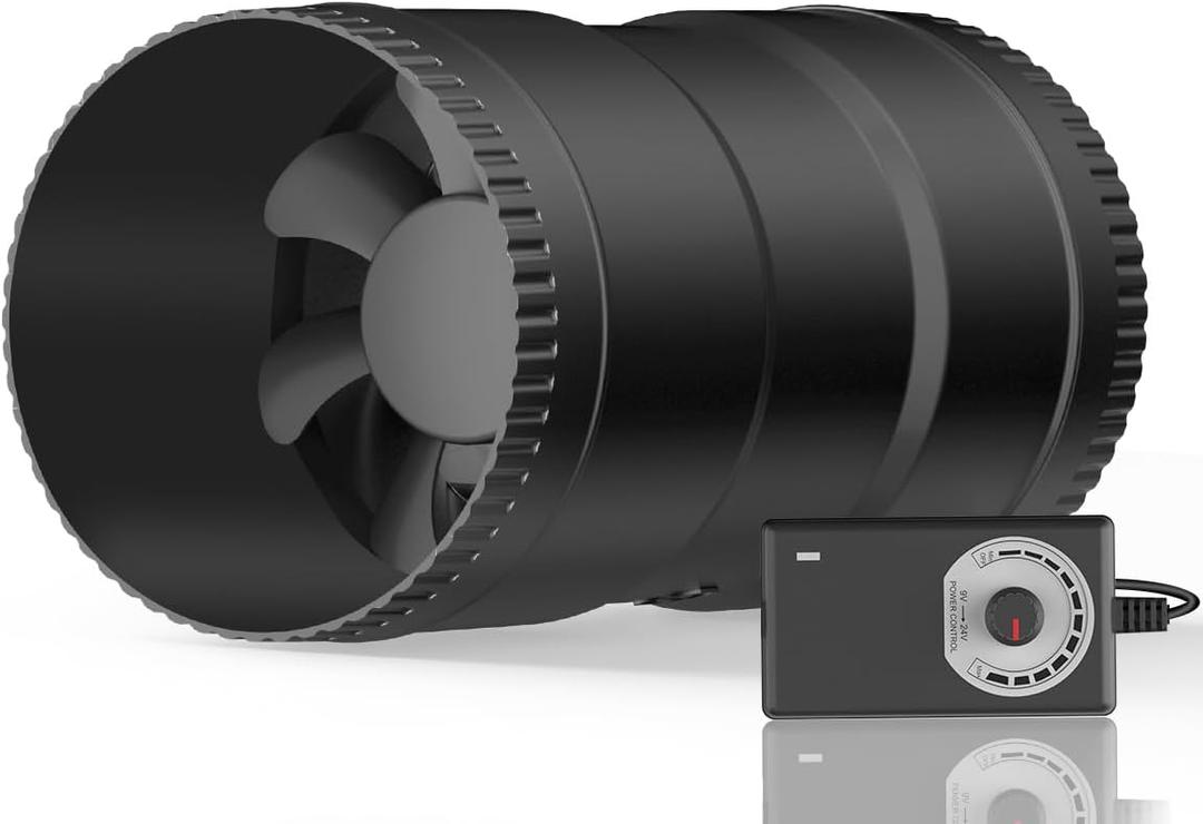 Hon&Guan 6 Inch Inline Booster Duct Fan with Speed Controller - 345 CFM Airflow with 19.2W Ultra-Low Power and Low Noise
