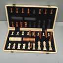 15" Wooden Chess Set | Folding Board, 2 Extra Queens | Magnetic Chess Board Set for Adults & Kids, Pieces Storage Slots Checkers Game for Kids Portable Travel Chess Game for Beginner (Original Wood Color)