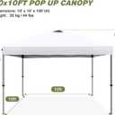 HYPER VENTURE 10x10ft Pop Up Canopy Tent with One Push Setup, Portable Outdoor Event Shelter with Rolling Carry Bag for Camping, Beach, Market, Patio (White)
