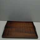Large Acacia Wooden Serving Tray with Handles 20 x 14 inch Decorative Coffee Table Ottoman Tray for Living Room Extra Large for Kitchen Dinner Food Bar Breakfast in Bed (Dark Brown)