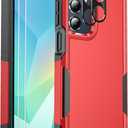 Ezanmull for Samsung Galaxy A16 5G Phone Case, [Military Grade Drop Protection] [Glass Screen Protector + Camera Lens Protector] Non-Slip Shockproof case (Red)