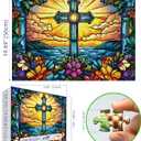 1000 Piece Stained Glass Cross Jigsaw Puzzle for Adults | Challenging & Colorful Design | Perfect for Family Game Nights & Thoughtful Gifts