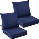 Outdoor Chair Cushions, 24 x 24 Inch Outdoor Cushion for Patio Furniture, Patio Chair Cushion, Waterproof & Fade Resistant Deep Patio Furniture Cushions Set with Handle and Ties, Navy Blue (Set of 2), 24*24+5.75/25*22.5