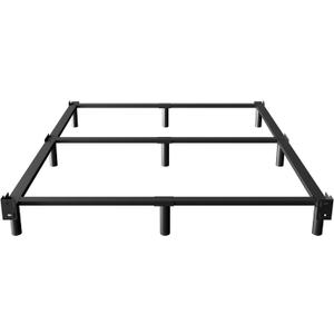 EMODA 7 Inch Queen Bed Frame for Box Spring and Mattress, 9 Legs Support Metal Bed Base, Tool-Free and Easy Assembly, Black