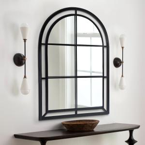 WAMIRRO Arched Mirror,Big Decorative Black Window Pane Mirrors Decor for Wall Mouted/Fireplace/Entryway/Hallway/Living Room/Bathroom 28"X40"