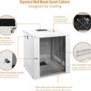 Tecmojo 12U Wall Mount Rack Network Cabinet for 19" IT Equipment,with Lockable Glass Door and Side Panels,Cooling Fan,17.7inch Depth,White
