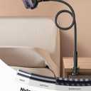 Lamicall Gooseneck Phone Holder Bed - [Nylon Braided] Flexible Arm, 38inch Overall Length, 360 Adjustable Clamp Clip, Overhead Cell Phone Mount Stand for Bed, Desk, 4-7 Cellphone, Gifts