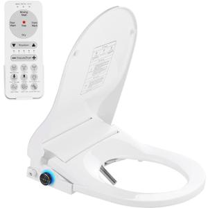 Electric Bidet Toilet Seat Round,24V Low-Voltage Heated Seat Instant Warm Water Wash & Warm Air Dryer,Self-Cleaning Nozzle,Remote Control,Soft Close Lid,Smart Bidet for Standard Round Toilets