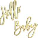 HELLO BABY Sign (Wooden/Gold) for Baby Shower decorationsParty Banner, Gender Reveal, Baby Announcements, 1st Birthday Party, and Backdrop Wall Photo Prop