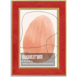 Suede 6x9 Frame - Single Frame, Elegant Red 6 x 9 Poster Frame, 6x9 Picture Frame for Artwork, Puzzles, Photos, and Movie Posters
