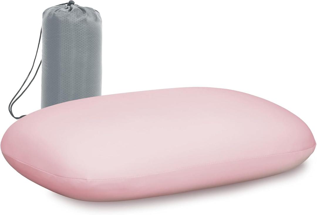 tuphen Camping Pillow Travel Pillow Cooling Memory Foam Pillows for Sleeping Camp Backpacking Airplane Trip Beach Outdoor Lightweight (Pink)