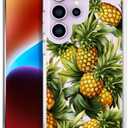 Compatible with Samsung Galaxy S23 Ultra Cases with Design, Cute Transparent Designer Phone Case for Women Girls Girly with Heavy Duty Protective Bumper (Clear Wonderful Pineapples)